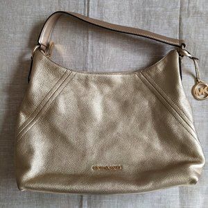 Gold Metallic Leather Michael Kors Hobo Handbag w/ wallets